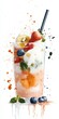 © Iryna Matukhno - Vibrant Watercolor Illustration of a Delicious Smoothie With Fresh Fruits and Mint Leaves in a Tall Glass