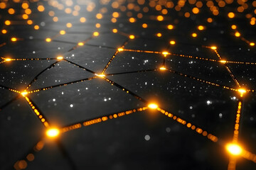 Poster - Abstract dark surface with glowing orange nodes forming a network pattern