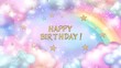 © Photo_hub - Dreamy Pastel Happy Birthday Background with Stars – Ideal for Greeting Cards, Party Invitations, and Celebration Themes