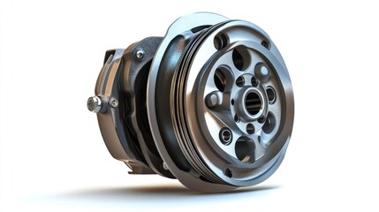 Aufkleber - Close-up of a metallic automotive clutch assembly against a white background.