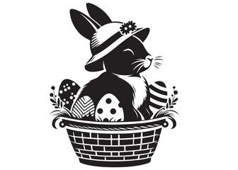 Wall Mural - vector rabbit black silhouette icon design illustration, bunny black silhouette vector logo, easter 