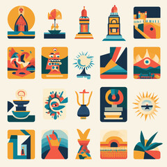 Poster - Abstract geometric shapes in modern art illustration, colorful design.