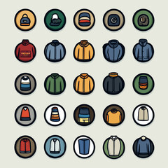 Poster - Clothing Icons: Coats, Jackets, Hats, and Attire Collection Design.