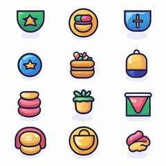 Poster - Colorful Set of Vector Icon Illustrations, Digital Graphics, Design Elements