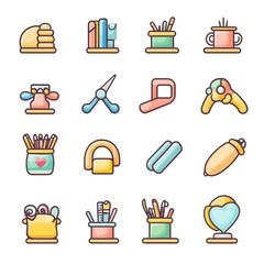Poster - Office supplies and tools icons, stationery, and design elements.