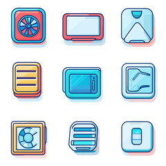 Poster - Colorful Vector Icons of Everyday Electronics and Appliances