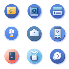 Poster - Set of modern technology and digital icons, internet, communication.