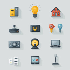 Poster - Flat Design Technology and Home Automation Icons
