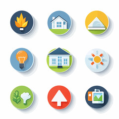 Poster - Vector icon set: energy, house, sun, bulb, leaf, arrow, illustration, design