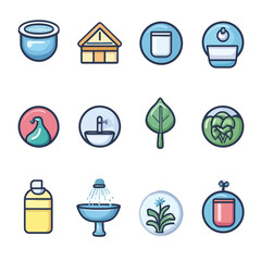 Poster - Vector Icon Set of Home, Nature, and Hygiene Elements