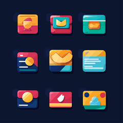 Poster - Colorful, flat design style icon set, modern application interface elements