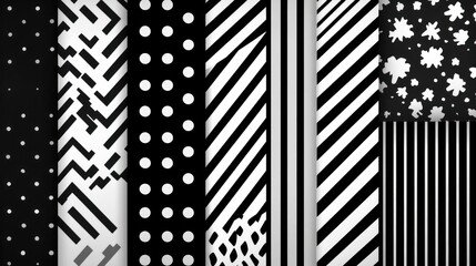 Poster - Collection of black and white abstract patterns.