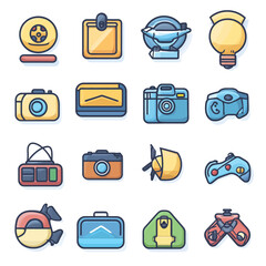 Poster - Set of Vector Icons of Technology, Travel, & Gadgets Elements.