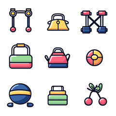Poster - Colorful Icon Set of Various Objects and Symbols