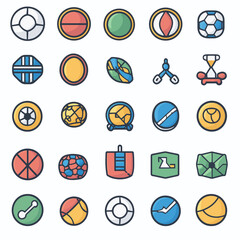 Poster - Set of Colorful, Geometric Icons and Symbols on White Background