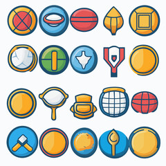 Poster - Collection of Colorful and Unique Round Icons on White Background