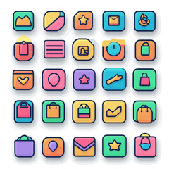 Poster - Collection of Colorful, 3D-Style Icons for App and Interface Design