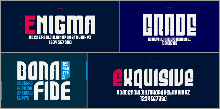 Vintage fonts vector set, collection of retro style alphabet typefaces, bold and strong serif typesets, useful for logo creation, poster display letters.