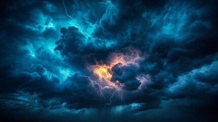 Aufkleber - Powerful winds swirl as dark clouds gather, and flashes of lightning break through the stormy sky. The atmosphere crackles with energy, heightening the sense of impending rain