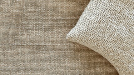Poster - A close-up image showcasing a textured fabric and a patterned pillow in neutral tones, emphasizing modern and minimalistic design elements.