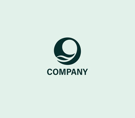 Poster - Modern Spiral Letter O or E or Q waving water Logo. 