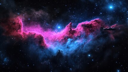 Wall Mural - Pink and blue nebula in deep space