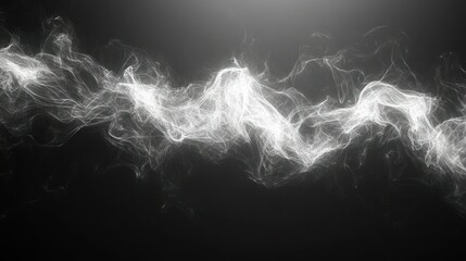 Wall Mural - Abstract ethereal energy flow.  A dynamic, flowing white substance against a dark background, resembling smoke or light.  Soft, diffused light creates a sense of movement and energy