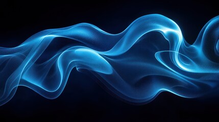 Wall Mural - Abstract flowing blue waves on dark background
