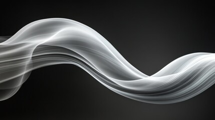 Wall Mural - abstract flowing white curves on dark background