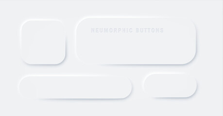 Leinwandbilder - Neomorphism banners set. White background with soft shadow. User interface elements