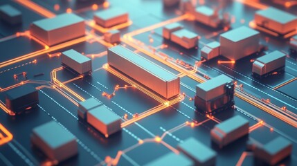 Poster - Visualize supply chain efficiency corporate sector flowchart design digital environment high-resolution perspective symbolic representation