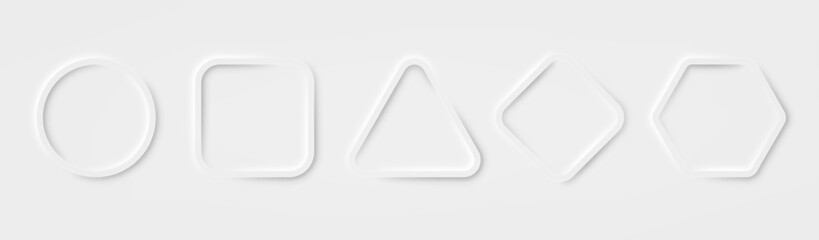 Leinwandbilder - Neumorphism button set in various shape. Design elements for web, mobile app menu. Soft light shadows trendy style. UI components.