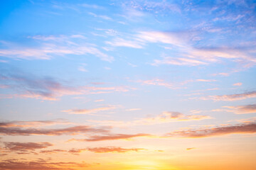 Wall Mural - sky,sunset, beautiful , luxury soft gradient orange gold clouds and sunlight on the blue sky perfect