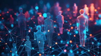 Poster - Abstract representation of interconnected digital figures in a network