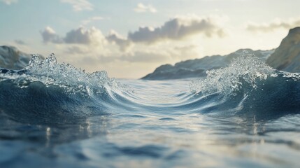 Poster - Digital waves crash against virtual gigapixel abstract environment digital art virtual reality perspective surreal concept