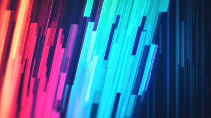 Poster - A vibrant abstract design featuring vertical lines in hues of blue, pink, and purple, creating a dynamic and energetic visual effect.