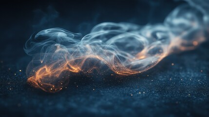 Wall Mural - Abstract swirling smoke and fire over dark surface