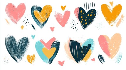Poster - Creative abstract heart clipart digital art studio graphic design vibrant environment artistic viewpoint brushstroke patterns for impact