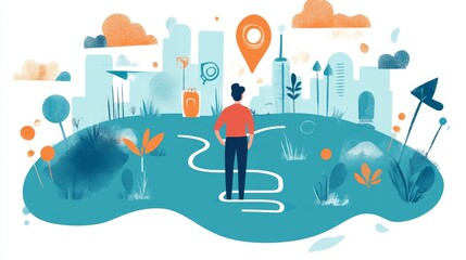 Poster - Visual roadmap for achieving success milestones in business strategy global digital guide interactive success planning