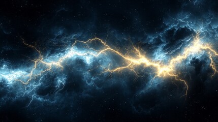 Aufkleber - Clouds swirl ominously as thunder rumbles in the distance. Lightning illuminates the dark sky, creating an awe-inspiring spectacle of nature's raw power during an approaching storm