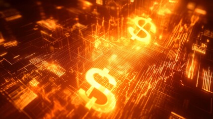 Poster - Creating a glowing financial landscape digital realm abstract background cyber environment aesthetic viewpoint gigapixel concept