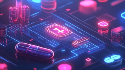 Poster - illuminating healthcare innovation virtual space abstract concept art digital realm futuristic persp