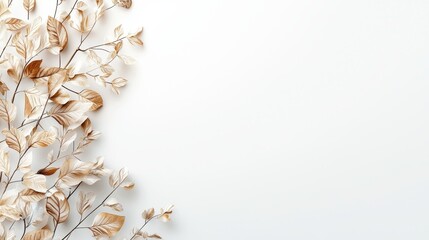 Poster - Artistic Illustration of Branch with Decorative Leaves and Elegant Borders for Aesthetic Purposes