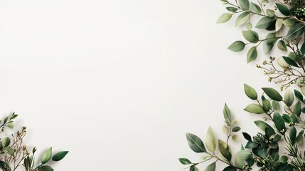 Poster - Elegant Illustrated Greenery Branches with Natural Borders for Creative Design Projects