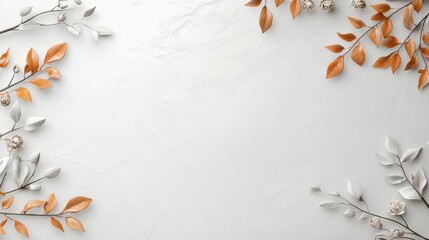 Poster - Elegant Illustrated Branches with Natural Decorative Borders in Soft Tones for Creative Projects
