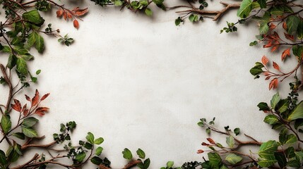 Poster - Rustic Illustrated Border with Green Leaves and Branches for Creative and Elegant Background Designs