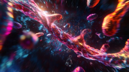 Poster - Evolving dna strands digital canvas gigapixel artwork virtual laboratory close-up artistic representation