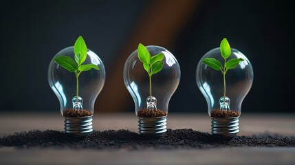 business innovation abstract light bulb growing plant inside creative growth concept