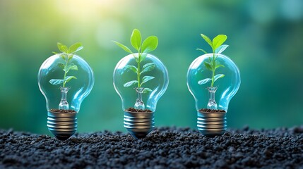 business innovation abstract light bulb growing plant inside creative growth concept