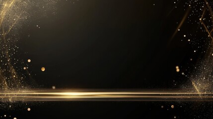 Poster - Elegant golden abstract background with shimmering particles and light effects for celebratory events at night